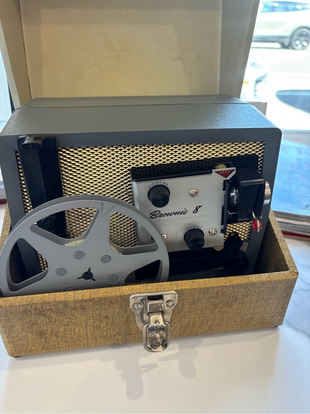 Kodak Brownie 8 Movie Projector in Silver & Gold